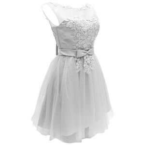 Elegant Grey Lace Dress